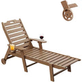 HDPE Patio Chaise Lounge with Wheels, Teak