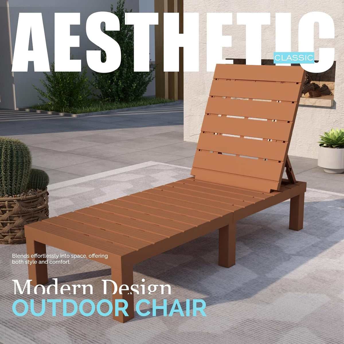 Resin Outdoor Pool Chaise Lounge, Caramel