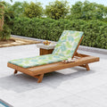 Wood Patio Chaise Lounge, Water‑Resistant Green Cushion