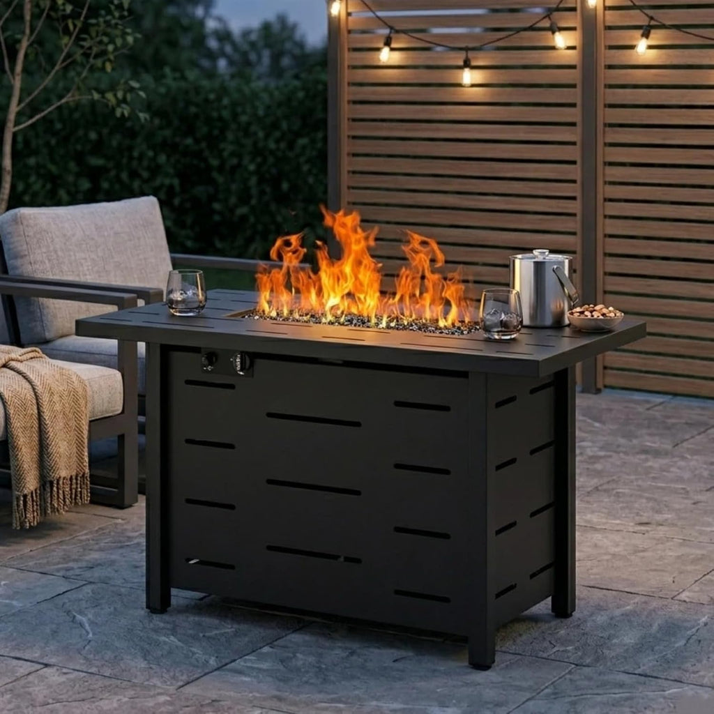 4‑Piece Wicker Patio Set with Fire Pit Table