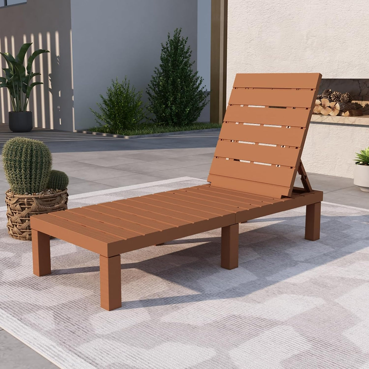 Resin Outdoor Pool Chaise Lounge, Caramel