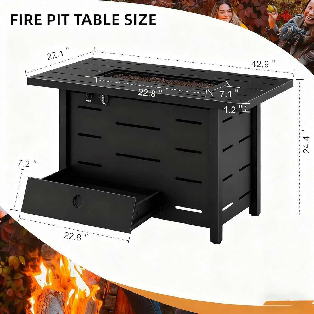 4‑Piece Wicker Patio Set with Fire Pit Table