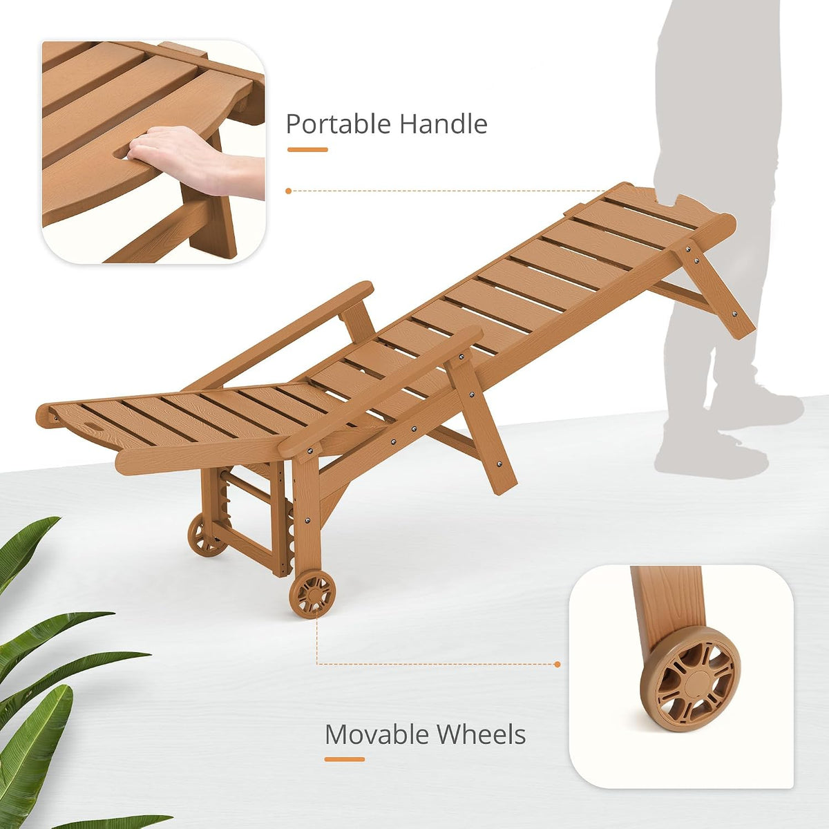 5‑Position Outdoor Patio Chaise Lounge