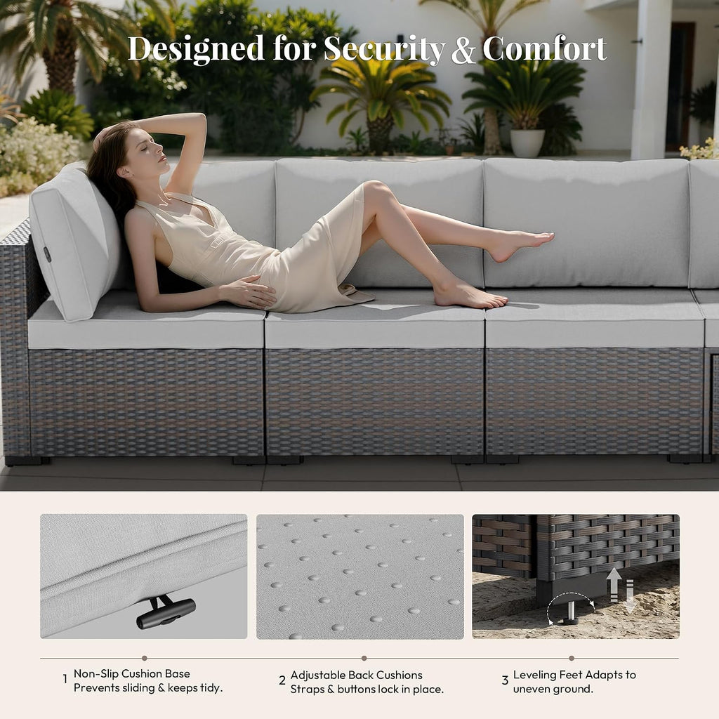 7‑Piece Wicker Rattan Patio Furniture Set