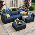 5‑Piece Wicker Patio Set with Thick Cushions
