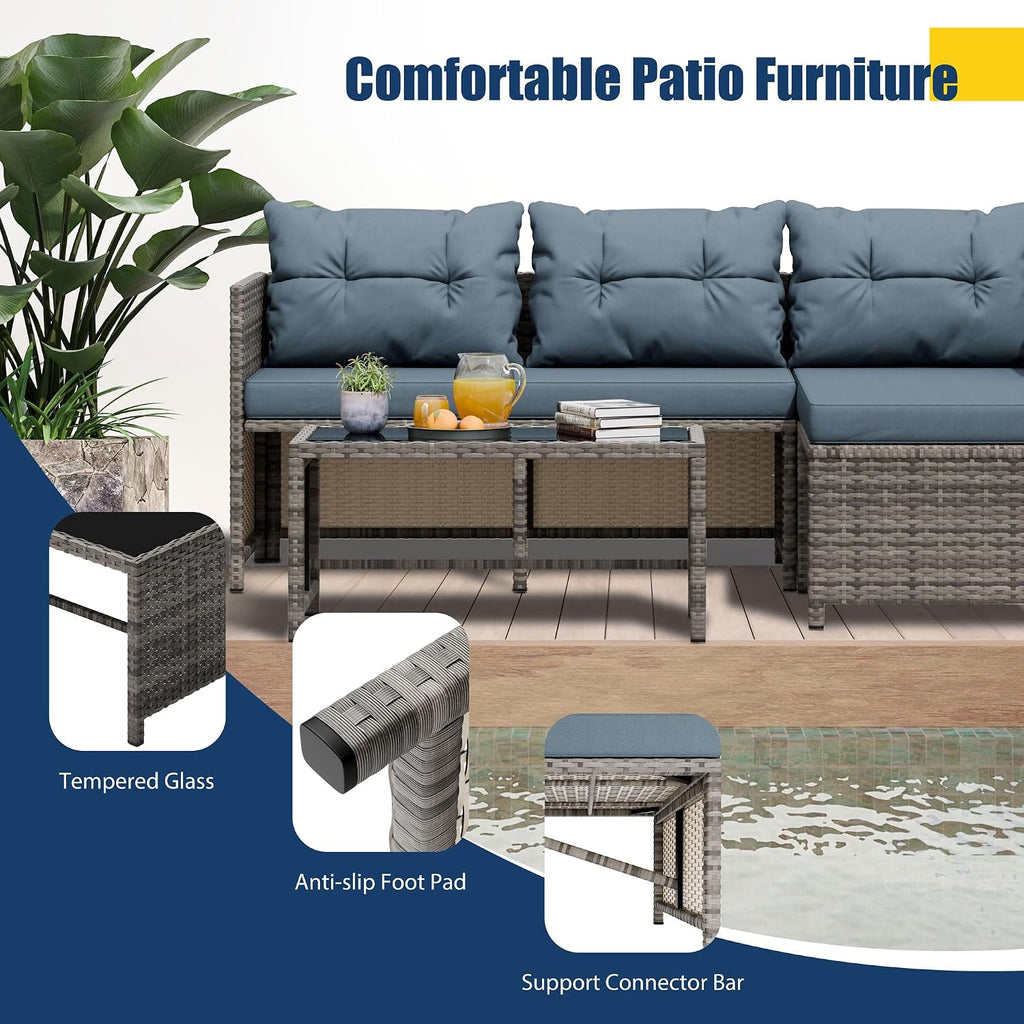 3‑Piece Wicker Patio Furniture Set with Cushions