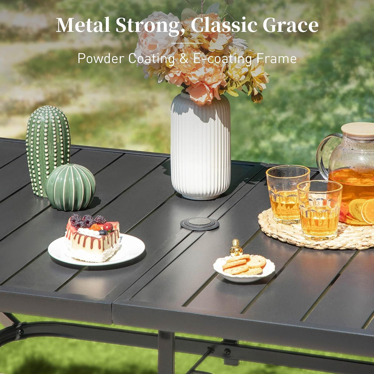 7‑Piece Rattan Patio Dining Set with Metal Table
