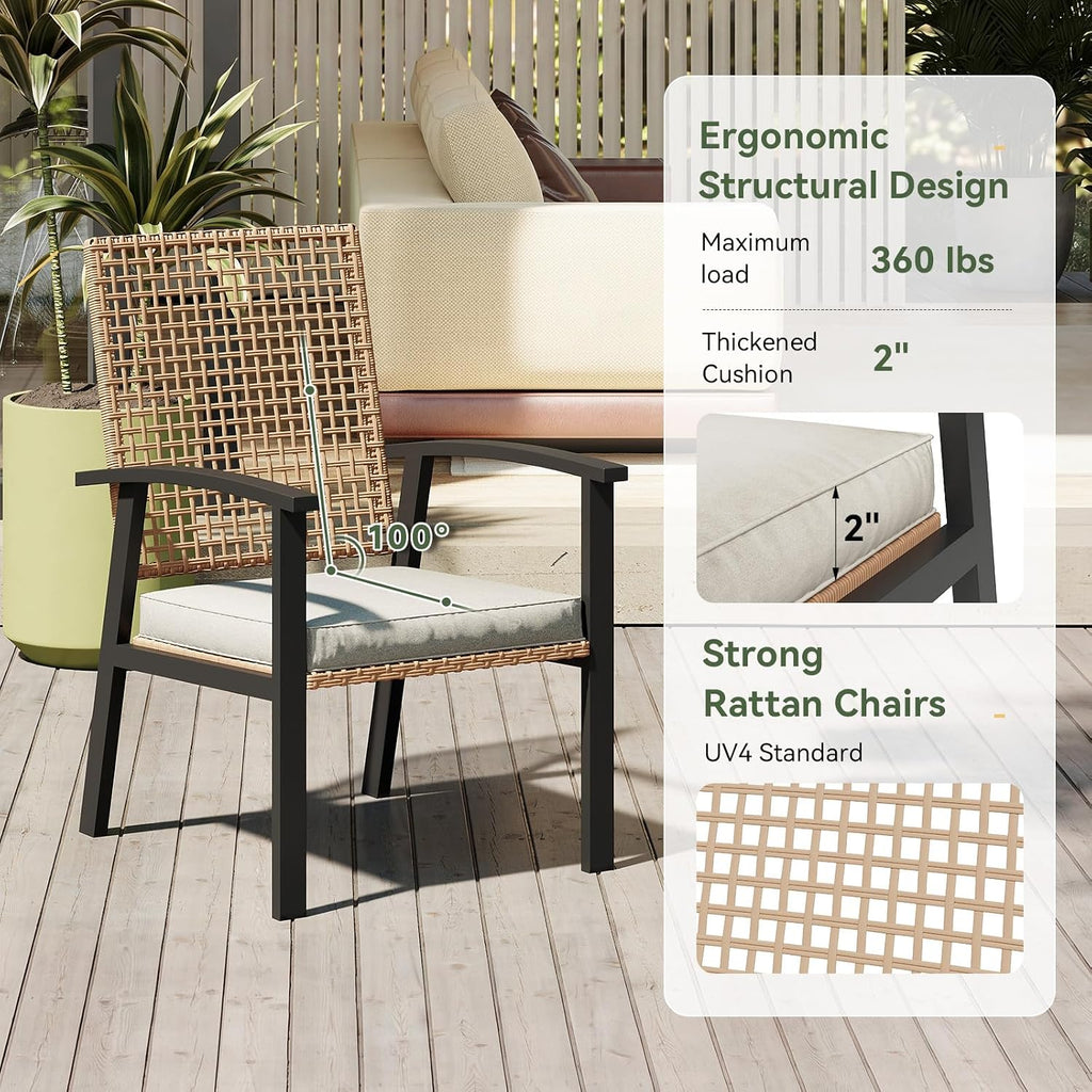 5‑Piece Wicker Patio Dining Set with Umbrella Hole