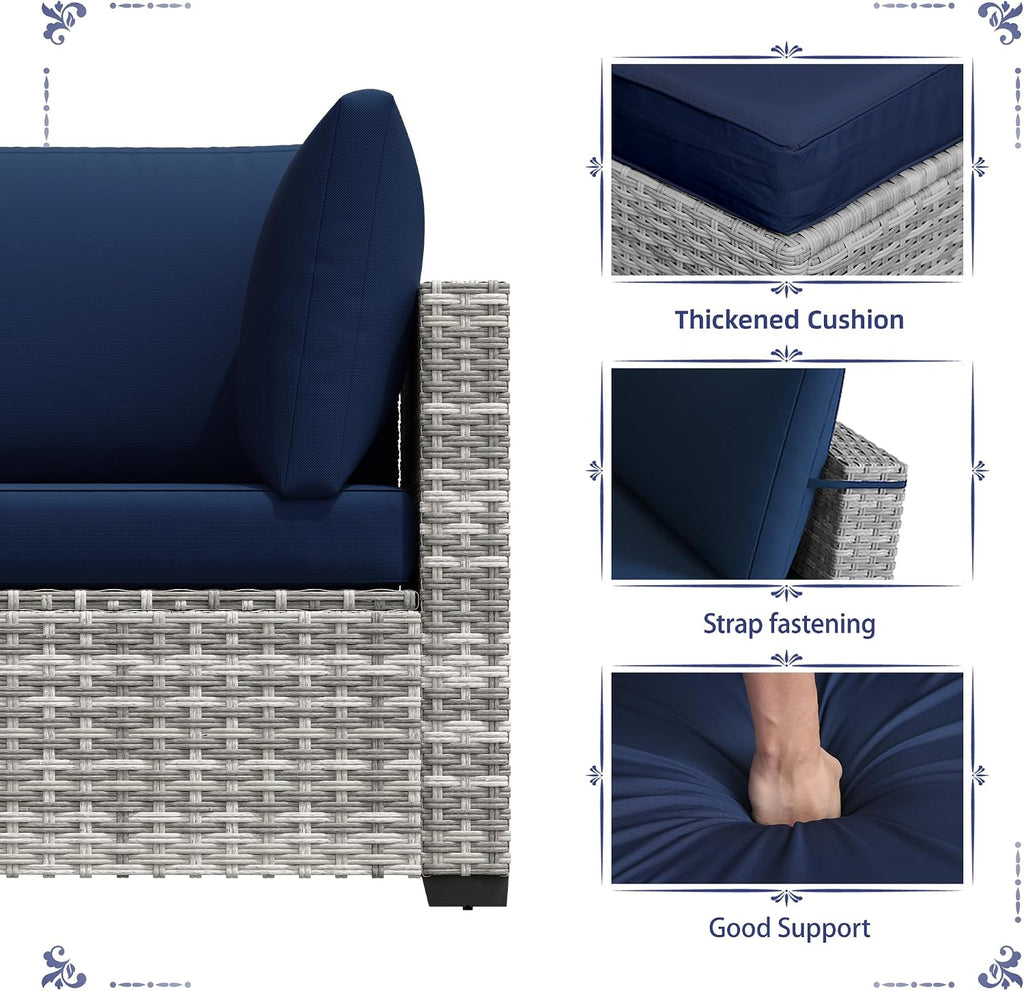 7‑Piece Wicker Patio Furniture Set with Cushions