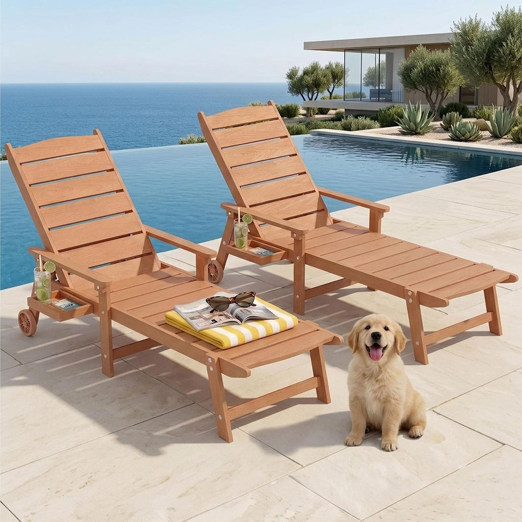 2‑Piece Full‑Length Patio Pool Lounge Chairs