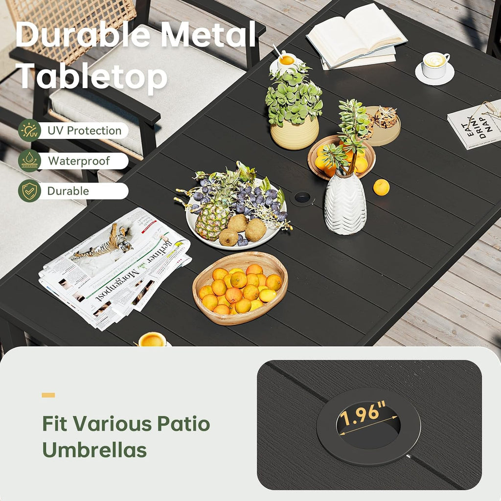 5‑Piece Wicker Patio Dining Set with Umbrella Hole
