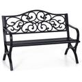 50" Floral Black Outdoor Patio Garden Bench