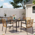 5‑Piece Wicker Patio Dining Set, Umbrella Hole Table
