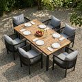 6‑Piece Rope Rattan Patio Dining Chairs, Black with Cushions