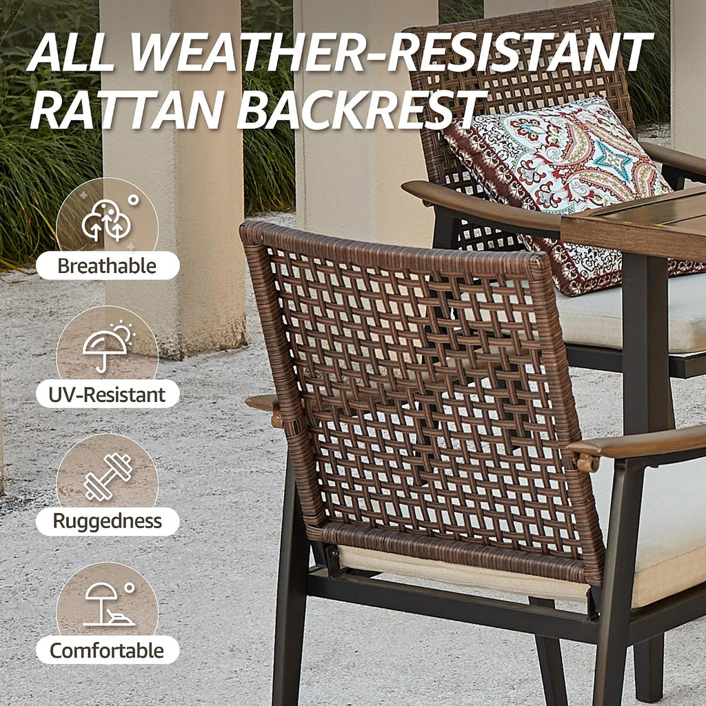 7 Piece Patio Dining Set , Rattan Wicker Patio Chairs Set