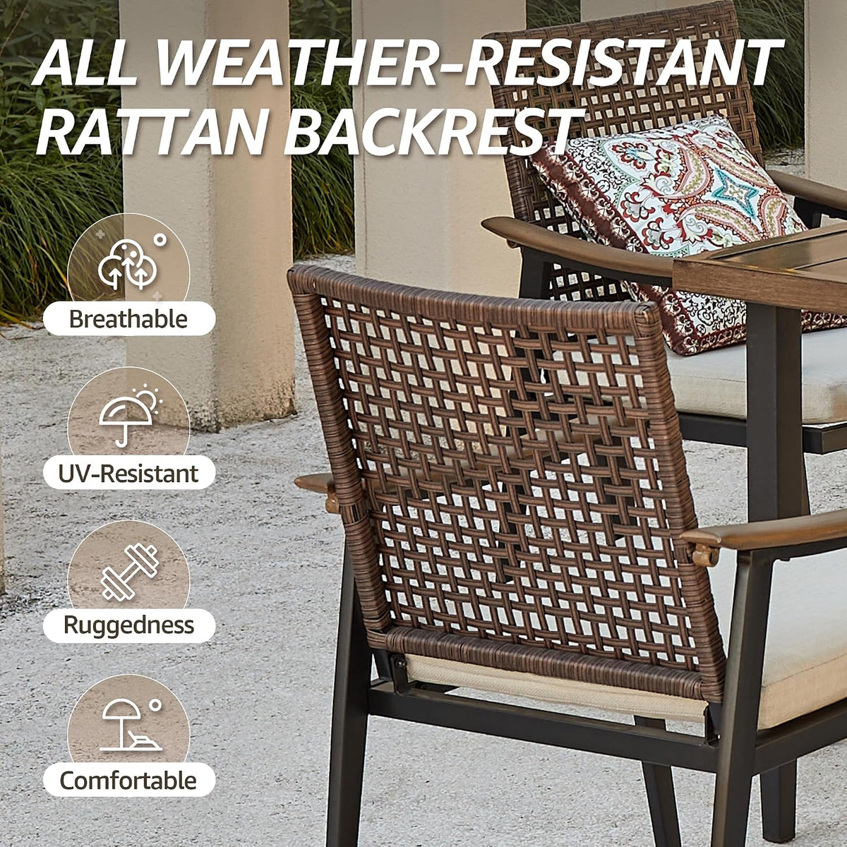 7 Piece Patio Dining Set , Rattan Wicker Patio Chairs Set