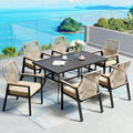 7‑Piece Rattan Patio Dining Set with Metal Table