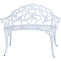 Cast Aluminum Floral Rose Outdoor Bench, White