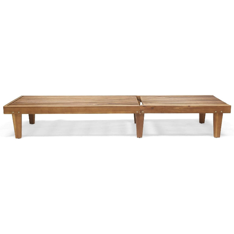 Outdoor Wooden Chaise Lounge, Set of 2 with Teak Finish