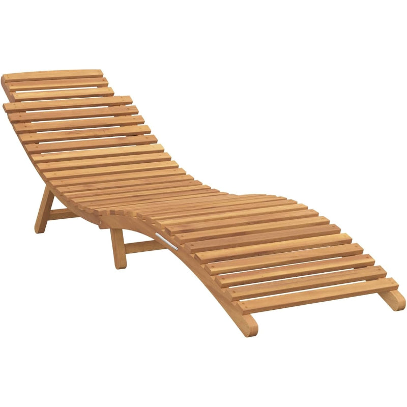 Foldable Solid Teak Outdoor Sun Lounger, Brown