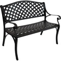 40" 2‑Person Metal Outdoor Garden Bench, Black