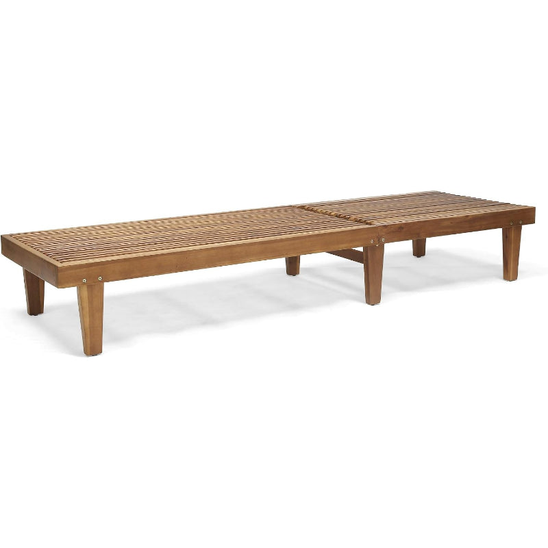 Outdoor Wooden Chaise Lounge, Set of 2 with Teak Finish