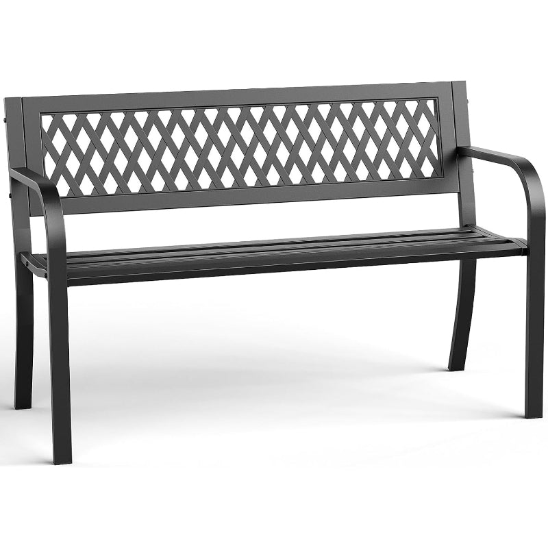 47" Backrest Outdoor Patio Bench, Black