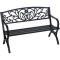 50" Black Outdoor Garden Bench, 485‑Lbs Capacity