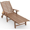 HDPE Patio Chaise Lounge, 350‑Lbs, Teak
