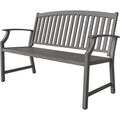 Farmhouse Faux Wood Grain Aluminum Bench, Gray